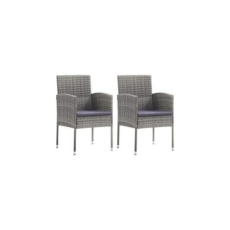 Chaises de jardin coussins gris foncé 2 pcs résine tressée (1/5)