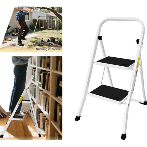 Scala a pioli pieghevole, con tappetini antiscivolo, adatta a scale a due piani. (1/5)