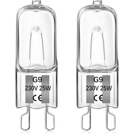 Ampoule Halogène G9 25W Lot de 2 Résistante 300°C Dimmable Blanc Chaud 2700K pour Four et Micro-onde (1/5)