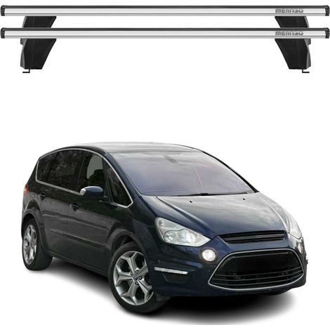 OMAC Dachträger Querträger Alu für Ford S-Max I 2006-2014 – Abschließbar – T-Nut – City-Crash-getestet – Max. 75 kg Silber (1/5)
