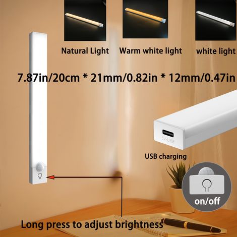 Lampe LED rechargeable USB avec détecteur de mouvement – Veilleuse à luminosité réglable pour chambre – Usage domestique – Éclairage tricolore (1/5)