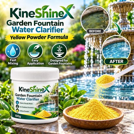 Poudre clarifiante pour fontaine de jardin KineShineX, purificateur d'eau pour fontaine extérieure, formule en poudre jaune (1/4)