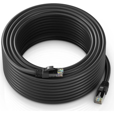 1 Câble Ethernet CAT6, 150 pi, haute vitesse 550 MHz, étanche UV, pour extérieur et enterré, noir (1/5)