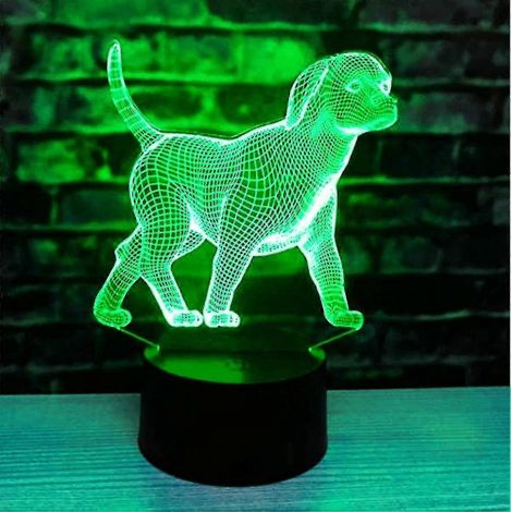 Lampe de bureau LED 3D pour chien avec interrupteur à changement de couleur, petite lampe de table créative, idéale pour décorer un bureau. (1/4)