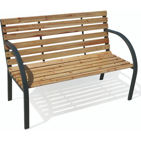 Banco de exterior de hierro con asiento y respaldo de madera 120x58x83 cm