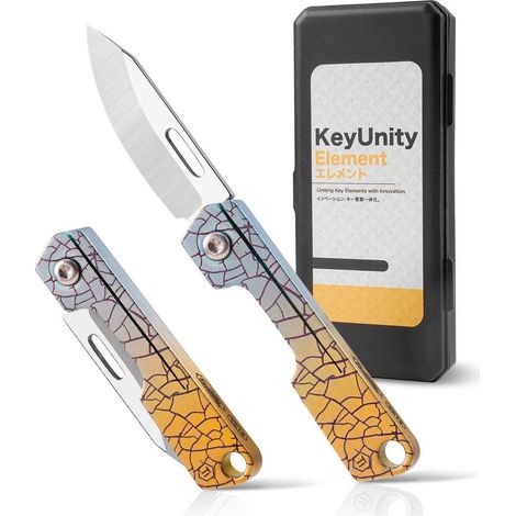 Kleines Klappmesser mit Titangriff, kompakt, leicht, EDC-Werkzeug, Yuzu Gelb