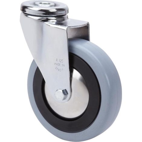 rueda giratora agujero m12 20a100cp-pgasb poliamix-goma gris eje bolas (1/2)