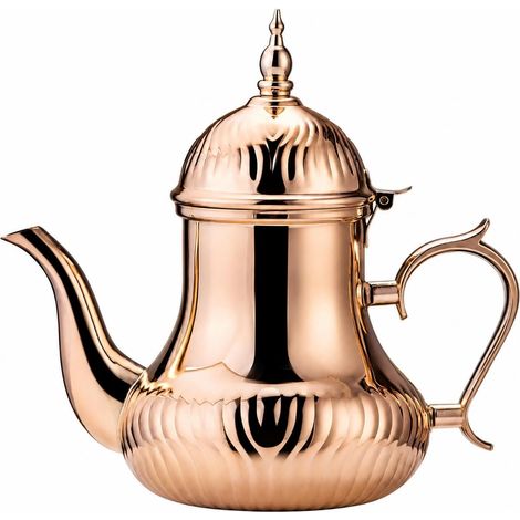 Stainless Steel Teapot with Rose Gold Finish, Sturdy Lid, Serving Utensil for Reception and Kitchen (1/5)