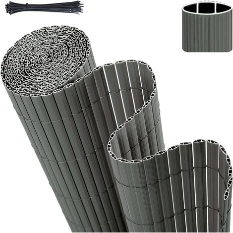 Sekey Sichtschutzmatte PVC Sichtschutzzaun Gartenzaun, Doppelte Verstärkung, Grau / 0,80 x 3 m