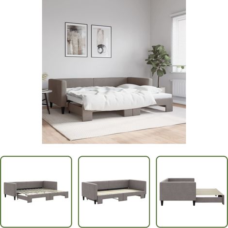 Schlafsofa -  Tagesbett Ausziehbar Taupe 90x200 cm Stoff (1/5)