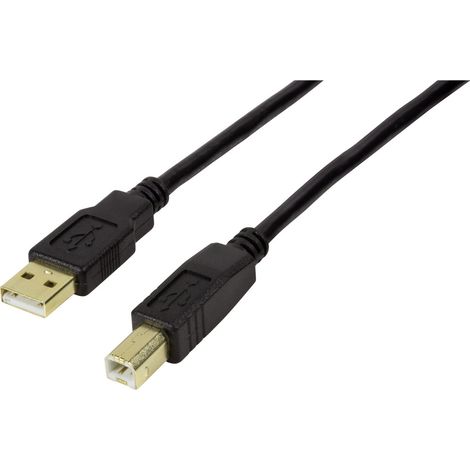 LogiLink USB-Kabel USB 2.0 USB-A Stecker, USB-B Stecker 10.00 m Schwarz vergoldete Steckkontakte UA (1/2)