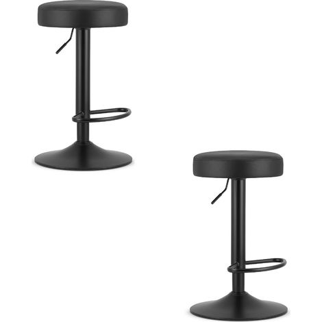 Taburete ROJST - ecopiel negro / base negra x 2 (1/5)