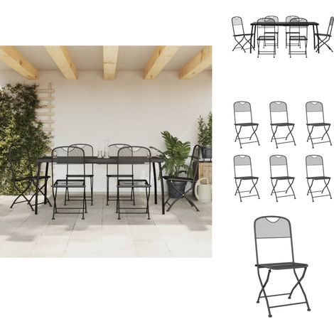 Ensemble à manger de jardin 7 pcs anthracite métal maille - Salon De Jardin - Mobilier De Jardin - Table De Jardin - Chaises De Jardin - Set De Jardin (1/5)