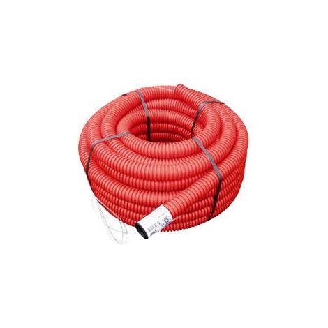 Gaine électrique TPC rouge Ø 40 mm – Double peau – Paroi lisse – Longueur 25 mètres pour protection raccordements EDF enterrés