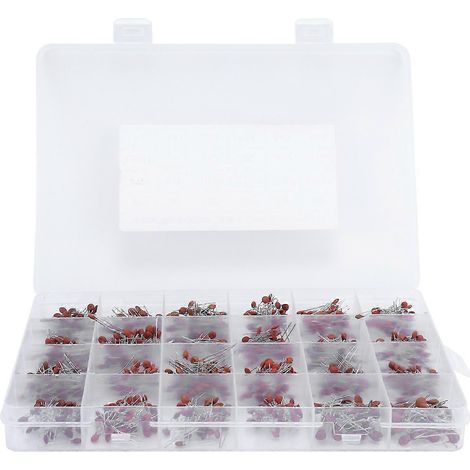 Kit 960 pièces condensateurs céramique 2PF-0.1UF 24 valeurs, composants électroniques DIY en ligne, lot de montage pour réparation et prototypage (1/5)
