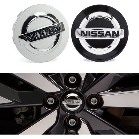 Lot de 4 emblèmes Nissan Navkapslar / Hjulnavs - 54 mm argent (1/5)