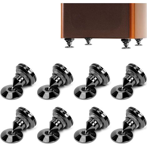 8 pièces de Pointes pour Enceintes Noires, Shock Absorber support d'enceintes anti-vibrations pour matériel hi-fi et enceintes (1/5)