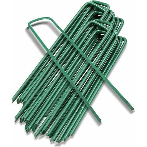 Piquets de Jardin Piquet Fixation Tente Sol Cheville Agrafes Jardinage pour Fixer Toile Paillage Clôture Barrière Contre Filets Camping Gazon Artificiel,20pièce, Vert, 15x3 (1/5)