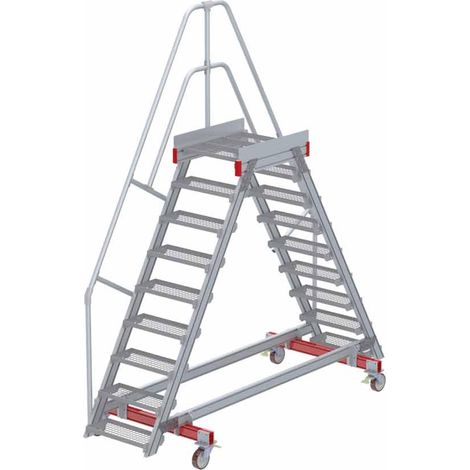 Euroline 512 mobiler Überstieg 60° Stufenausführung Stahl Gitterrost Stufenbreite 600mm 9 Stufen