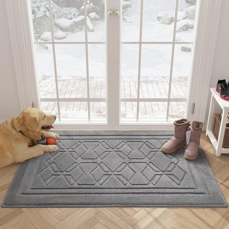 Paillasson Intérieur Tapis d'Entrée Extérieure Imperméable, Antidérapant, Absorbant, Lavable, Cuisine, Tapis de Salle de Bain, Gris Clair (1/5)