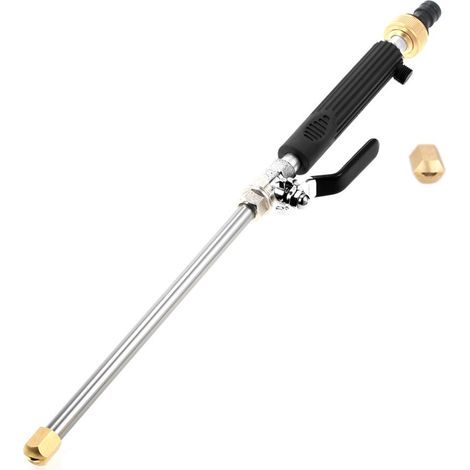 Baguette de lavage haute pression, pistolet de lavage de voiture, pulvérisateur, buse à Jet de 2 types pour le nettoyage du jardin, arrosage des fleurs du sol, noir (1/5)