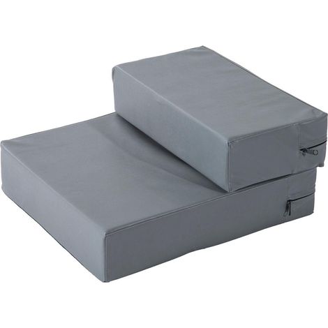 Escalier pliable pour chien et chat, hauteur 20 cm, 2 marches, idéal pour le lit, le canapé, le fauteuil et la voiture, gris.
