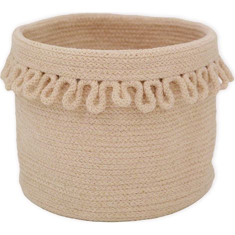 Panier de rangement en corde de coton avec finition pétale nude clair et doré - PANGIVO (1/4)