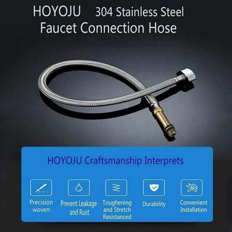 Tuyau Flexible - Acier Inoxydable 304 - 80 Cm - Pour Evier Mélangeur - 2 Pièces (1/5)