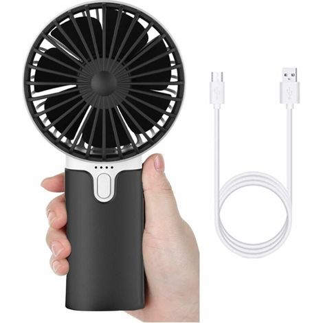 USB Rechargeable Ventilateur à Main, Batterie 5200mAh Mini Ventilateur Silencieux avec 3 Vitesses Réglable Portable Fan pour Maison, Bureau et Voyage(Noir) (1/4)
