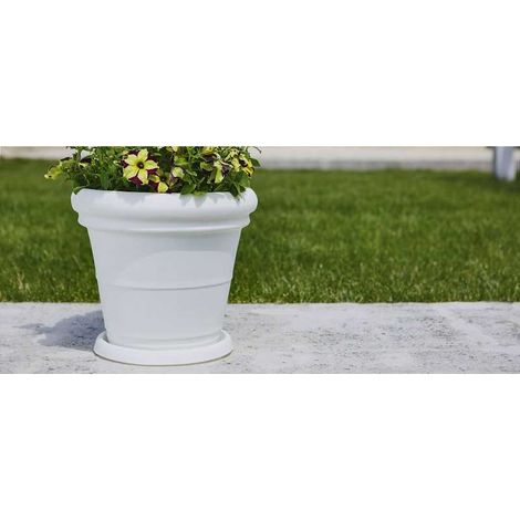 Vase en polymère Monacis double bord lisse blanc Ø70 (65X54h)