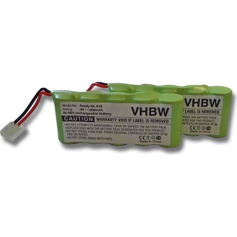 vhbw 2x Batería compatible con Bosch Roll-Lift K10, K12, herramienta eléctricas (3000 mAh, NiMH, 6 V)