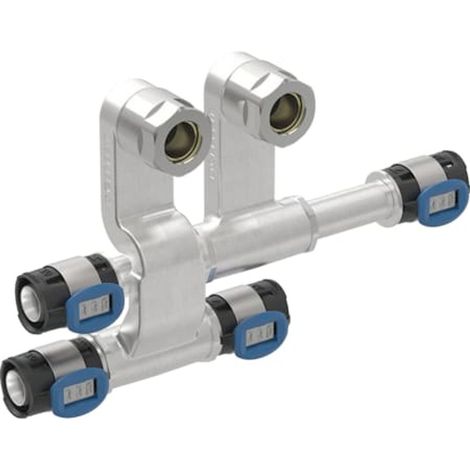Geberit FlowFit Set Anschluss-T-Stücke für Vor- und Rücklauf, mit Anschlussverschraubung für Eurokonus,  DN 15 / 12 / 15,  dø 20 mm, 619.441.22.2