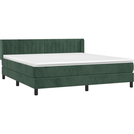 Sommier à lattes de lit et matelas Vert foncé 180x200cm Velours vidaXL (1/5)