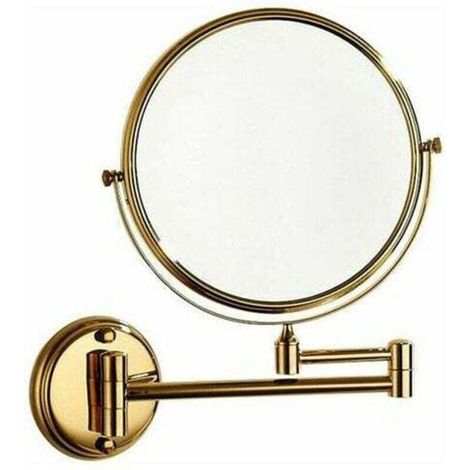 Specchio da trucco a parete in ottone placcato oro, ingrandimento 3x, diametro 20 cm – design elegante e funzionale per il bagno