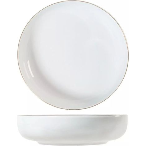 6 x assiettes creuses PEARL GOLD - 19cm - Porcelaine - H&H