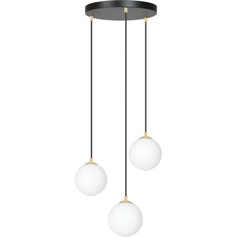 Lampadario Emibig Royal 3 luci E14 vetro bianco oro (1/5)