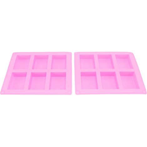 Set aus 2 Silikon-Seifenformen mit je sechs Mulden und geprägtem Muster, für handgemachte Seife und zum Backen, rosa (1/5)