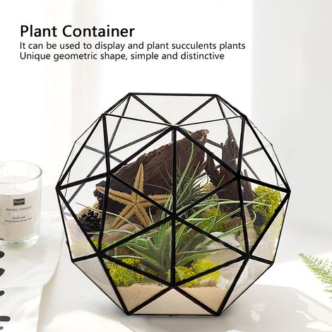 Pot de fleurs géométrique élégant en verre, support pour plantes, accessoires de jardinage (1/5)