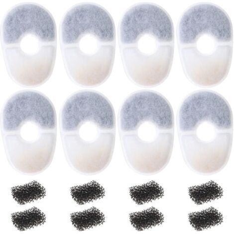 8er-Pack Filter für Trinkbrunnen für Haustiere mit 8 Filterschwämmen Kompatible Brunnen Ersatzfilter für Hunde und Katzen (1/4)