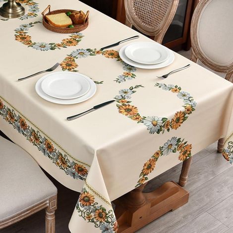 Nappe cirée 185x137cm imperméable rectangulaire pour cuisine & jardin
