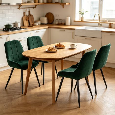 Chaises de salle à manger 4 pièces, assise rembourrée haute, design élégant pour cuisine, salon et bureau (1/4)