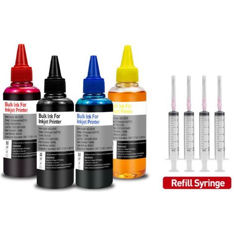 Kit de recharge encre 100ml-4L, Encre colorant universel, Compatible HP 305 303 302, Pour imprimante CISS (1/5)
