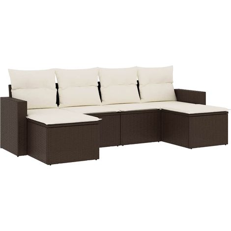 Maison Exclusive - Set sofás de jardín 6 piezas y cojines ratán s (1/3)