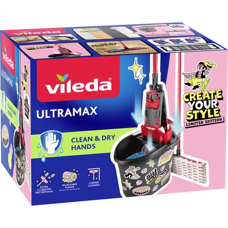 Vileda 183751 Vileda ULTRAMAX MY STYLE Box - Cleaning Lovers Bodenwischer-Set Anthrazit, Rot 1 St. (1/4)