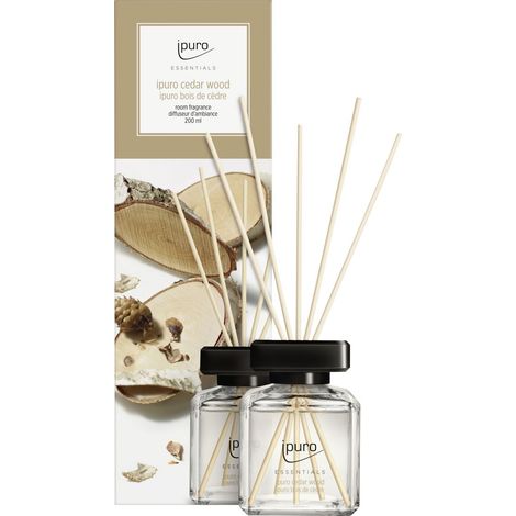 ipuro ESSENTIALS Raumduft Cedar Wood 200 ml Duft Stäbchen Set Diffuser Aroma
