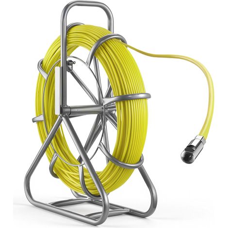 Aiguille Électricien avec Support 100 m Tire Fils Électrique Fibre Verre 6,3 mm Aiguille de Tirage Câble Électrique pour Murs Conduits Électriques, avec Graduation, Verrouillage, Non Conducteur (1/5)