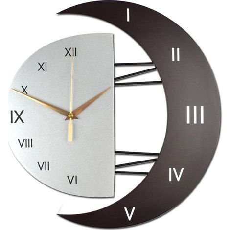 Moderne Wanduhr, geräuschlos, Küchenuhr in kreativer Mondform