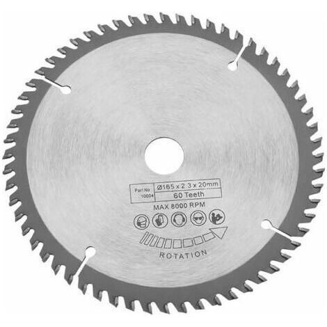 AIERQ Lame de scie circulaire 60 dents Lames de scie 165mm Lame de scie circulaire TCT argentée, pour cuivre, fer, aluminium, plastique, coupe de bois (1/4)