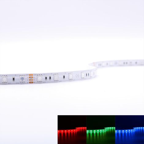 Strip 24V LED Streifen 5M 14,4W/m 60LED/m 10mm Farbwechsel - Lichtfarbe: RGB - Schutzart: IP65 (1/5)
