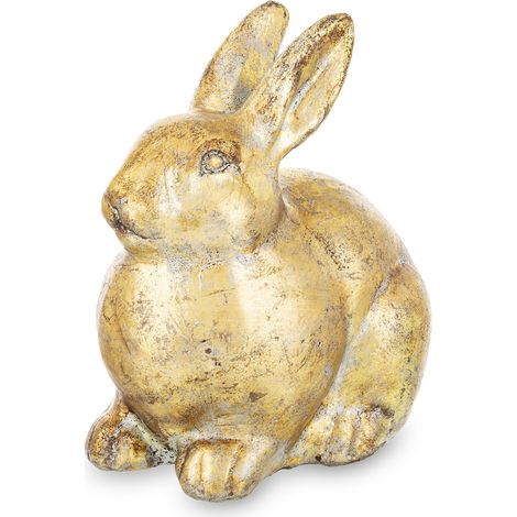 Statuetta decorativa, coniglietto in ceramica, oro (1/5)